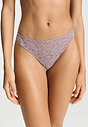Front view of a women model wearing HA stormy rose microfibre Thong