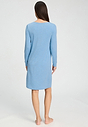 Back view of a women model wearing HA bluebird melange modal/viscose/tencel L/SLV Nightdress 100cm
