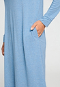 General view of a women model wearing HA bluebird melange modal/viscose/tencel L/SLV Nightdress 100cm