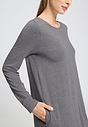 Close-up view of a women model wearing HA stone melange modal/viscose/tencel L/SLV Nightdress 100cm