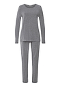 Front cutout view of HA stone melange modal/viscose/tencel L/SLV Pajama
