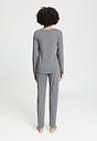 Back view of a women model wearing HA stone melange modal/viscose/tencel L/SLV Pajama