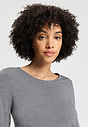 Close-up view of a women model wearing HA stone melange modal/viscose/tencel L/SLV Pajama