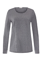 Front cutout view of HA stone melange modal/viscose/tencel L/SLV Shirt