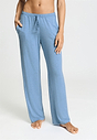 Front view of a women model wearing HA bluebird melange modal/viscose/tencel Long Pants