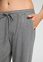 Close-up view of a women model wearing HA stone melange modal/viscose/tencel Long Pants