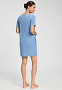 Back view of a women model wearing HA bluebird melange modal/viscose/tencel S/SLV Nightdress 90cm