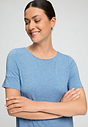 Close-up view of a women model wearing HA bluebird melange modal/viscose/tencel S/SLV Nightdress 90cm