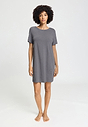 Front view of a women model wearing HA stone melange modal/viscose/tencel S/SLV Nightdress 90cm