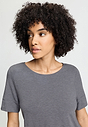 Close-up view of a women model wearing HA stone melange modal/viscose/tencel S/SLV Nightdress 90cm