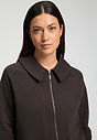 Close-up view of a women model wearing HA dark mocha cotton Cardigan
