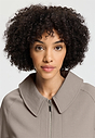 Close-up view of a women model wearing HA rose grey cotton Cardigan