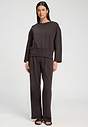 Full-body view of a women model wearing HA dark mocha cotton Sweatshirt