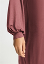 Close-up view of a women model wearing HA apple butter modal/viscose/tencel Dress