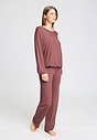 Full-body view of a women model wearing HA apple butter modal/viscose/tencel L/SLV Shirt