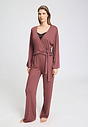 Full-body view of a women model wearing HA apple butter modal/viscose/tencel L/SLV Shirt