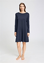 Front view of a women model wearing HA deep navy cotton L/SLV Nightdress 100cm