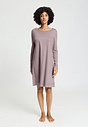 Full-body view of a women model wearing HA stormy rose cotton L/SLV Nightdress 100cm
