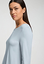 Close-up view of a women model wearing HA pastel sky cotton L/SLV Nightdress 100cm