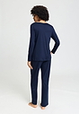 Back view of a women model wearing HA deep navy cotton L/SLV Pajama