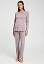 Front view of a women model wearing HA stormy rose cotton L/SLV Pajama