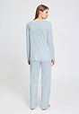 Back view of a women model wearing HA pastel sky cotton L/SLV Pajama
