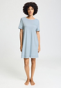 Front view of a women model wearing HA pastel sky cotton S/SLV Nightdress 95cm