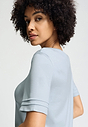 Close-up view of a women model wearing HA pastel sky cotton S/SLV Nightdress 95cm