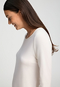 Close-up view of a women model wearing HA off white cotton L/SLV Nightdress 110cm