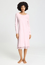 Front view of a women model wearing HA rose bath cotton L/SLV Nightdress 110cm