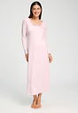 Front view of a women model wearing HA rose bath cotton L/SLV Nightdress 130cm