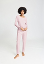 Full-body view of a women model wearing HA rose bath cotton L/SLV Pajama