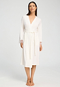 Front view of a women model wearing HA off white cotton Robe 115cm