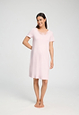 Front view of a women model wearing HA rose bath cotton S/SLV Nightdress 100cm