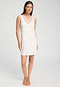 Front view of a women model wearing HA off white cotton Sleeveless Nightdress 90cm