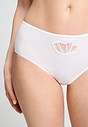 Close-up view of a women model wearing HA off white cotton Maxi Briefs