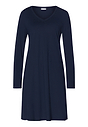 Front cutout view of HA deep navy modal/viscose/tencel L/SLV Nightdress 95cm