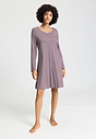 Front view of a women model wearing HA stormy rose modal/viscose/tencel L/SLV Nightdress 95cm