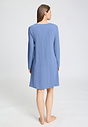 Back view of a women model wearing HA bluebird modal/viscose/tencel L/SLV Nightdress 95cm