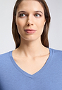Close-up view of a women model wearing HA bluebird modal/viscose/tencel L/SLV Nightdress 95cm