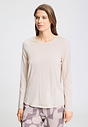 Front view of a women model wearing HA moonlight modal/viscose/tencel L/SLV Shirt