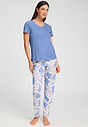 Full-body view of a women model wearing HA bluebird modal/viscose/tencel S/SLV Shirt