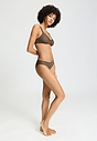 Full-body view of a women model wearing HA natural teak microfibre Mini Briefs