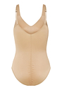 Back cutout view of HA beige microfibre Soft Bra Bodysuit