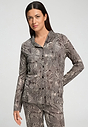 Front view of a women model wearing HA calm systems modal/viscose/tencel L/SLV Shirt