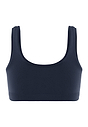 Back cutout view of HA deep navy microfibre Crop Top