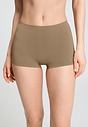 Front view of a women model wearing HA suede camel microfibre Panty