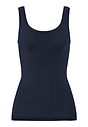 Front cutout view of HA deep navy microfibre Tank Top