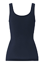 Back cutout view of HA deep navy microfibre Tank Top