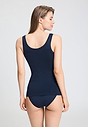 Back view of a women model wearing HA deep navy microfibre Tank Top